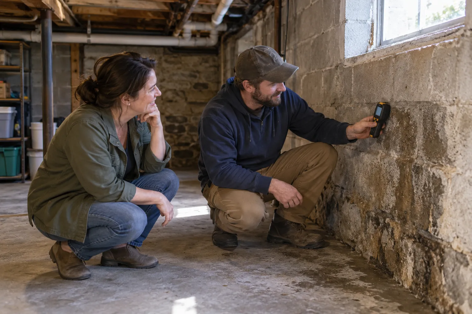 Water damage restoration technician drying a flooded living room in Harrisburg